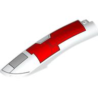 Деталь LEGO Slope Curved 10 x 2 x 2 with Curved End Left with Red Armor Plating print, Белый