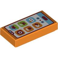 Деталь LEGO Tile 1 x 2 with Smartphone print, Оранжевый