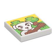 Деталь LEGO Tile 2 x 2 with White Dog, Guitar, Trees print, Белый