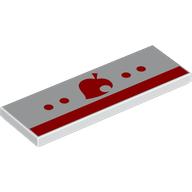 Деталь LEGO Tile 2 x 6 with Red Stripe, Dots, Leaf print, Белый