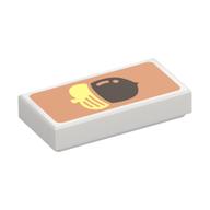 Деталь LEGO Tile 1 x 2 with Acorn on Nougat Background print, Белый