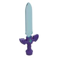 Деталь LEGO Weapon Sword with Dark Purple Winged Hilt pattern, Прозрачный голубой опаловый