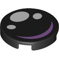 Деталь LEGO Tile Round 2 x 2 with Bottom Stud Holder, Eye with Medium Lavender Highlight Print, Черный