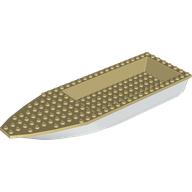 Деталь LEGO Boat Hull Unitary 28 x 8 Complete Assembly with Tan Top, Белый