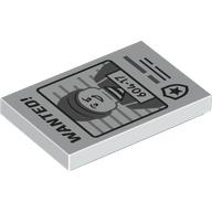 Деталь LEGO Tile 2 x 3, Wanted Poster with 'WANTED' and '604-17' Print, Белый