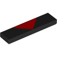 Деталь LEGO Tile 1 x 4 with Red Triangle print, Черный
