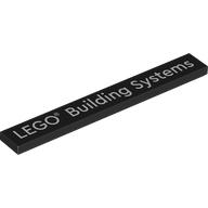 Деталь LEGO Tile 1 x 8 with 'LEGO Building Systems' print, Черный