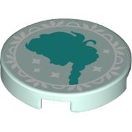 Tile Round 2 x 2 with Bottom Stud Holder, Elsa Silhouette Print