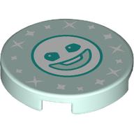 Tile Round 2 x 2 with Bottom Stud Holder, Snowgie Face Print