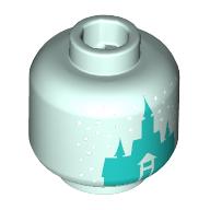 Деталь LEGO Minifig Head (No Face), Dark Turquoise Arendelle Castle Print, Светлый морской волны