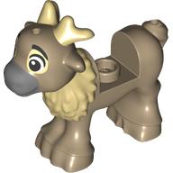 Деталь LEGO Animal, Reindeer, Tan Fur and Horns Print (Sven), Темно-песочный