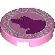 Tile Round 2 x 2 with Bottom Stud Holder, Aurora Silhouette Print