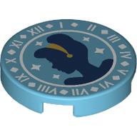 Деталь LEGO Tile Round 2 x 2 with Bottom Stud Holder, Cinderella Silhouette Print, Средне-лазурный
