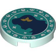 Tile Round 2 x 2 with Bottom Stud Holder, Ariel Silhouette Print