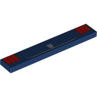 Деталь LEGO Tile 1 x 6 with Red Rear Lights, Silver Mustang Logo print, Темно-синий