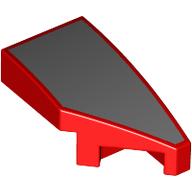 Деталь LEGO Slope Curved 2 x 1 with Stud Notch Right with Silver Surface print, Красный
