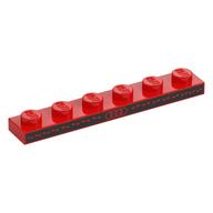 Деталь LEGO Plate 1 x 6 with Black Stripes print, Красный