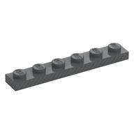 Деталь LEGO Plate 1 x 6 with Silver Stripes print, Темный сине-серый