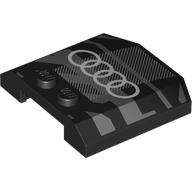 Деталь LEGO Slope Curved 4 x 4 x 2/3 Triple Curved with 2 Studs with Light Bluish Grey Decorations, Audi Logo print, Черный