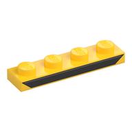 Деталь LEGO Plate 1 x 4 with Black Stripe print, Желтый