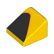 Деталь LEGO Slope 30° 1 x 1 x 2/3 with Black Triangle print, Желтый
