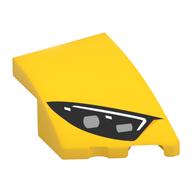 Деталь LEGO Brick Wedged, Curved 3 x 2 with Stud Notch Right with Headlight print, Желтый