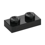 Деталь LEGO Plate 1 x 2 with 'AMG' print, Черный