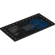 Деталь LEGO Plate Special 6 x 12 with Studs on 3 Edges with 'STAR WARS Droideka', Stats print, Черный