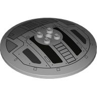 Деталь LEGO Dish 8 x 8 Inverted [Radar], Solid Studs, Rounded Anti-stud Underside, TIE Interceptor Hatch print, Светлый сине-серый