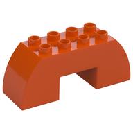 Деталь LEGO Duplo, Brick 2 x 6 x 2 Curved with 2 x 2 Cutout on Bottom, Красно-оранжевый