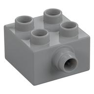Деталь LEGO Duplo Brick 2 x 2 - Grooved Pin on Side, Светлый сине-серый