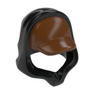 Деталь LEGO Hood over Cap, Reddish Brown Cap Pattern, Черный