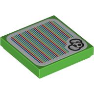 Деталь LEGO Tile 2 x 2 with Yoshi Eggs and Barcode Print (Sticker), Ярко-зеленый