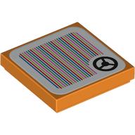 Деталь LEGO Tile 2 x 2 with Steering Wheel and Barcode Print (Sticker), Оранжевый