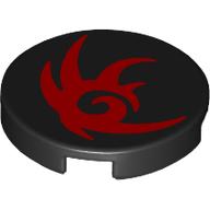Деталь LEGO Tile Round 2 x 2 with Red Shadow Outline print, Черный