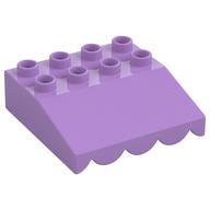 Деталь LEGO Duplo Roofpiece Slope 33 4 x 4 with Awning Overhang with 5 Bottom Tubes, Средне-лавандовый