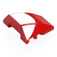 Деталь LEGO Wedge Curved 4 x 3 No Studs with White Semi-Circle print, Красный