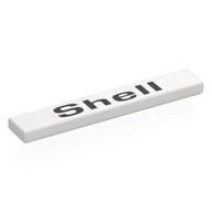 Деталь LEGO Tile 1 x 6 with Black 'SHELL' print, Белый