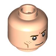 Деталь LEGO Minifig Head Ayrton Senna, Dark Brown Eyebrows, Stubbles, Stern/Open Mouth Smile, Светлый телесный