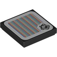 Деталь LEGO Tile 2 x 2 with Cheep Chomp and Barcode Print (Sticker), Черный