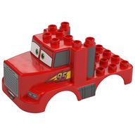 Деталь LEGO Duplo Truck Body, 3 x 4, Flatbed with Cars 'Mack' Print, Красный