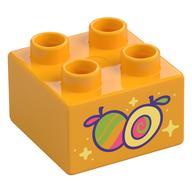 Деталь LEGO Duplo Brick 2 x 2 with Fruit print, Ярко-светло-оранжевый
