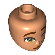 Деталь LEGO Minidoll Head, Medium Nougat Eyebrows, Olive Green Eyes, Medium Orange Lips, Open Mouth, Телесный
