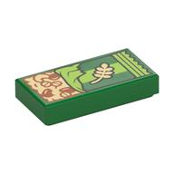 Деталь LEGO Tile 1 x 2 with Granola Bar print, Зеленый