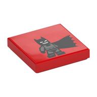 Деталь LEGO Tile 2 x 2 with Batman print, Красный