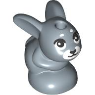 Деталь LEGO Animal, Rabbit / Bunny, Baby Sitting with Black Eyes, White Nose, Eyebrows Print (Young Melody), Песочно-синий