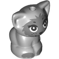 Деталь LEGO Animal, Cat, Kitten Sitting with Dark Bluish Grey Face and Paws print, Светлый сине-серый