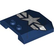 Деталь LEGO Slope Curved 4 x 4 x 2/3 Triple Curved with 2 Studs with White Star, Stripes print, Темно-синий