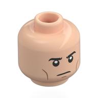 Деталь LEGO Minifig Head Paul Atreides, Dark Eyebrows, Cheek Lines, Neutral/Stern print, Светлый телесный
