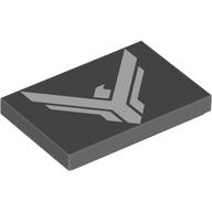 Деталь LEGO Tile 2 x 3 with White Atreides Bird Insignia print, Темный сине-серый